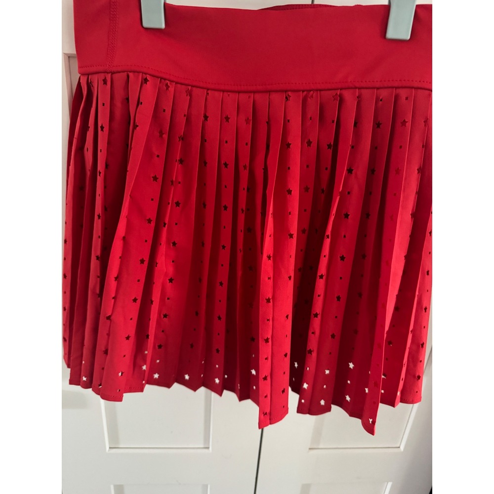 T/S by Thrive Red Star Laser Cut Pleated‎ Tennis Skort XS